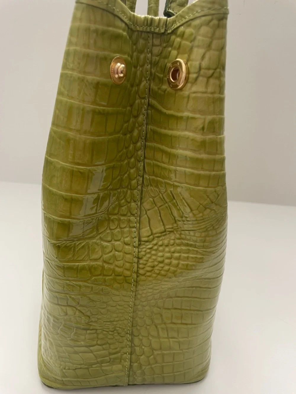 Brahmin Melbourne Crocodile Embossed Tote Bag Lime Green - Picture 5 of 11